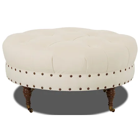 Elegant Ottoman with Nailhead Trim